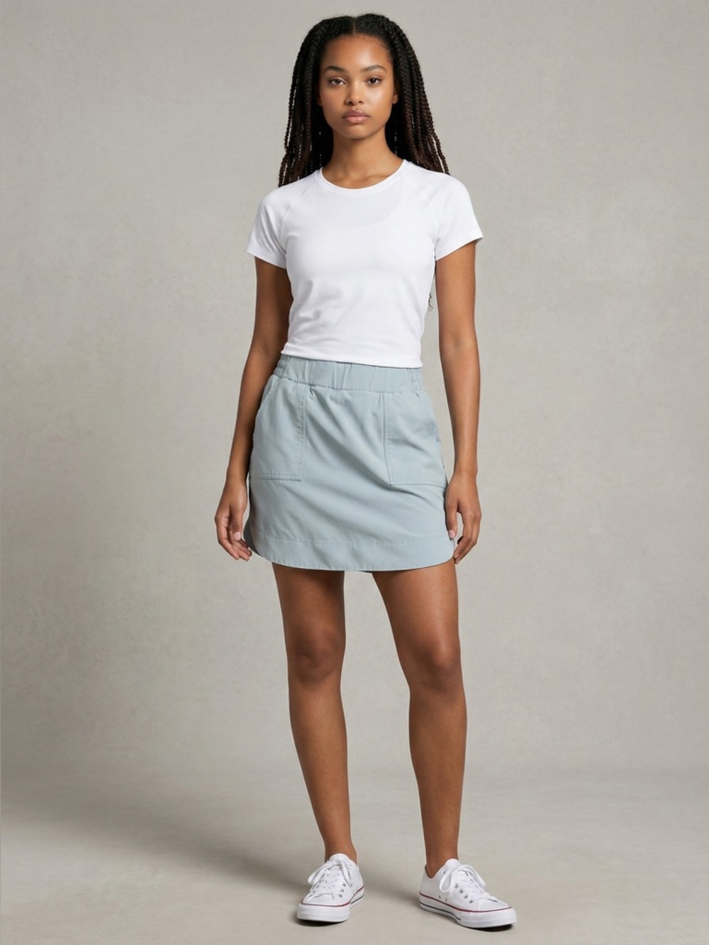 Apana Skort Women’s M Gray Athletic Activewear Stretch Pull On Built In Shorts